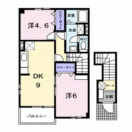 ラミ・シェルＢ 201｜岡山県井原市西江原町(賃貸アパート2DK・2階・50.32㎡)の写真 その2