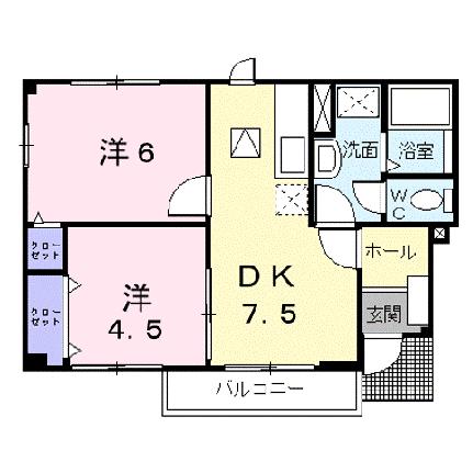 ラミ・シェルＡ 101｜岡山県井原市西江原町(賃貸アパート2DK・1階・41.99㎡)の写真 その2