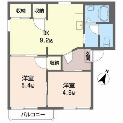 グランドール多治米　Ｂ棟 201｜広島県福山市多治米町２丁目(賃貸アパート2DK・2階・43.71㎡)の写真 その2