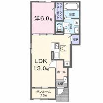 ラピスラズリ　I 101 ｜ 広島県福山市神辺町大字新湯野（賃貸アパート1LDK・1階・50.01㎡） その2