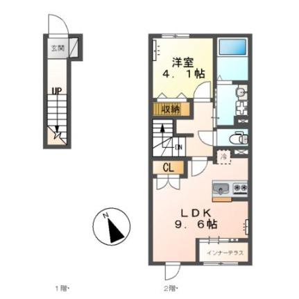 ジュラン 207 ｜ 広島県福山市東川口町３丁目（賃貸アパート1LDK・2階・42.82㎡） その2