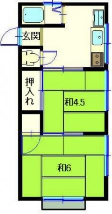 光町ファミリーマンション 301号室｜広島県広島市東区光町１丁目(賃貸マンション2K・3階・27.63㎡)の写真 その2