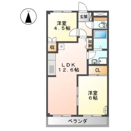 サニーパレス道上 203｜広島県福山市神辺町字道上(賃貸アパート2LDK・2階・51.30㎡)の写真 その2