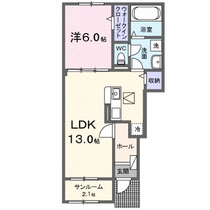 グリーン　オレンジ　Ａ 102｜広島県福山市新涯町４丁目(賃貸アパート1LDK・1階・50.05㎡)の写真 その2