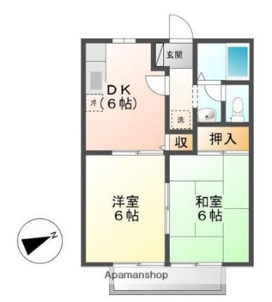 ハイライズ新涯Ａ 201｜広島県福山市新涯町６丁目(賃貸アパート2DK・2階・40.92㎡)の写真 その2