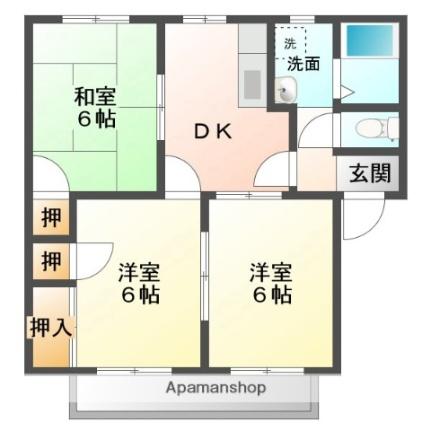 グランドハイツ川口Ｂ棟 201｜広島県福山市川口町４丁目(賃貸アパート3DK・2階・58.00㎡)の写真 その2