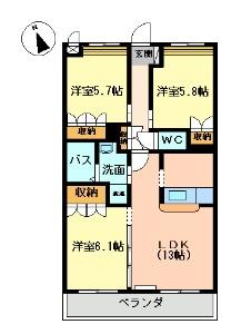 ラルジュ 205｜広島県福山市東川口町４丁目(賃貸アパート3LDK・2階・67.84㎡)の写真 その2