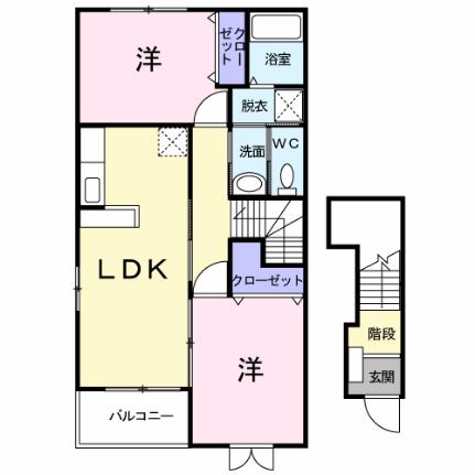 シャン．ド．フルールIIＢ 201｜広島県福山市駅家町大字近田(賃貸アパート2LDK・2階・57.02㎡)の写真 その2