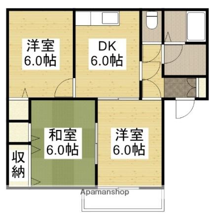 メゾン・プリムローズＢ 201｜広島県福山市東川口町３丁目(賃貸アパート3DK・2階・53.00㎡)の写真 その2