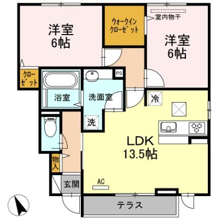 グランディール 103｜広島県福山市東川口町５丁目(賃貸アパート2LDK・1階・62.80㎡)の写真 その2