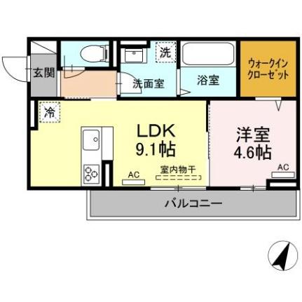 ＤーｒｏｏｍＣVII 203｜広島県福山市引野町３丁目(賃貸アパート1LDK・2階・37.78㎡)の写真 その2