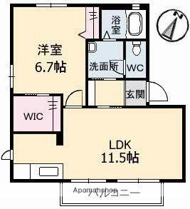 シャーメゾン　Ｋ　壱番館 102｜広島県三原市下北方１丁目(賃貸アパート1LDK・1階・43.75㎡)の写真 その2