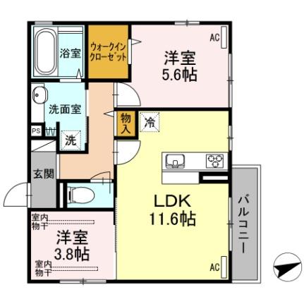 夢りんどうIII 201｜広島県福山市曙町２丁目(賃貸アパート2LDK・2階・52.99㎡)の写真 その2