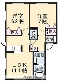 広島県東広島市西条町寺家(賃貸アパート2LDK・1階・55.81㎡)の写真 その2