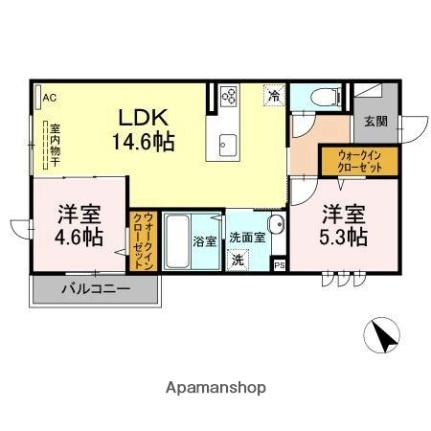 ラルーチェＢ 201｜広島県東広島市西条中央７丁目(賃貸アパート2LDK・2階・57.78㎡)の写真 その2