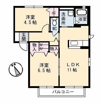 広島県呉市広駅前１丁目(賃貸アパート2LDK・1階・54.07㎡)の写真 その2