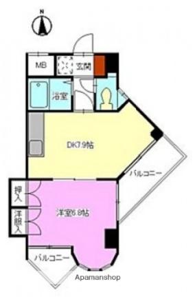第2ホウライツルハウス 401｜広島県広島市中区白島九軒町(賃貸マンション1DK・4階・34.30㎡)の写真 その2