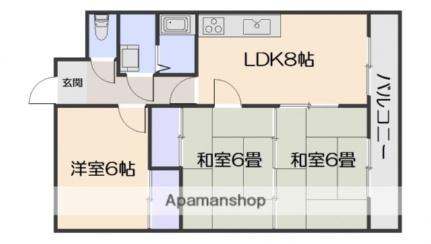 ハウスタカキ 302｜広島県広島市安佐南区大町東３丁目(賃貸マンション3DK・3階・57.96㎡)の写真 その2