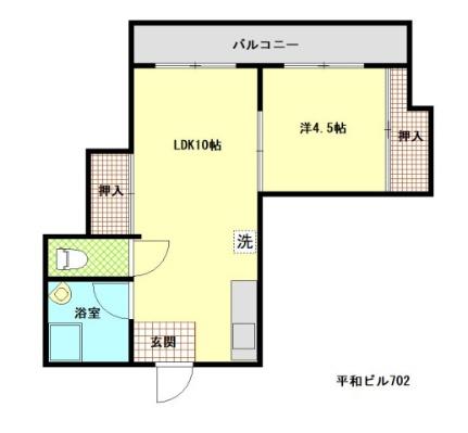 平和ビル 702号室｜広島県広島市中区舟入本町(賃貸マンション1LDK・7階・33.00㎡)の写真 その2