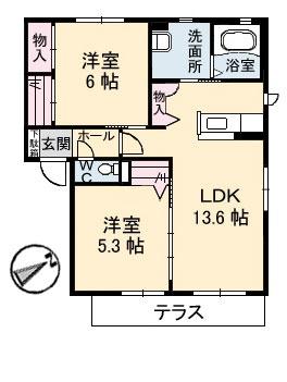 カルモ松野 102｜広島県安芸郡府中町山田２丁目(賃貸アパート2LDK・1階・57.21㎡)の写真 その2