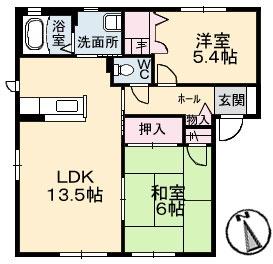 Ｙ’ｓ　ＥＢＡ　Ｃ棟 0101｜広島県広島市中区江波本町(賃貸アパート2LDK・1階・58.10㎡)の写真 その2