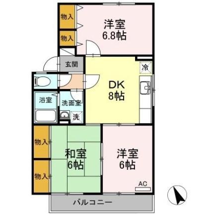 ファミール宗本　Ｂ棟 201｜広島県広島市安佐南区緑井７丁目(賃貸アパート3DK・2階・59.50㎡)の写真 その2