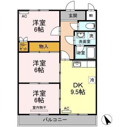 アゼリア祇園 203｜広島県広島市安佐南区山本２丁目(賃貸アパート3DK・2階・65.55㎡)の写真 その2