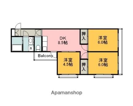 楠マンションＢ 305 ｜ 広島県広島市西区井口２丁目（賃貸マンション3DK・3階・54.94㎡） その2