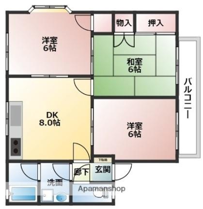 ハイツ石川 201｜広島県広島市西区高須３丁目(賃貸アパート3DK・2階・55.58㎡)の写真 その2