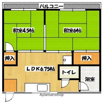 広島県広島市西区中広町２丁目(賃貸マンション2DK・4階・38.00㎡)の写真 その2