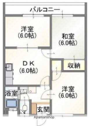 吉川ビル 202｜広島県広島市南区旭１丁目(賃貸マンション3DK・2階・52.65㎡)の写真 その2