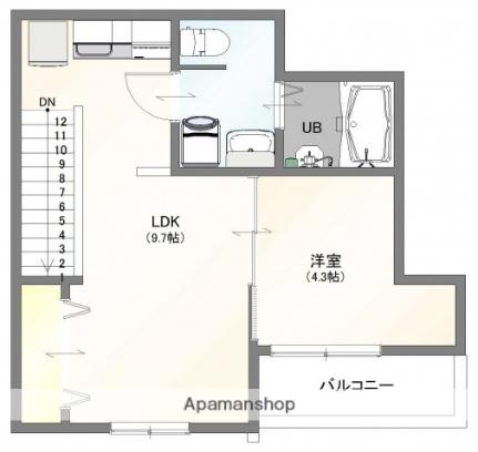 広島県広島市西区都町(賃貸アパート1LDK・2階・34.02㎡)の写真 その2