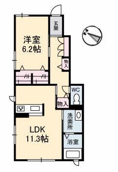 プロヌーブ西本浦　Ｃ棟 102｜広島県広島市南区西本浦町(賃貸アパート1LDK・1階・47.32㎡)の写真 その2