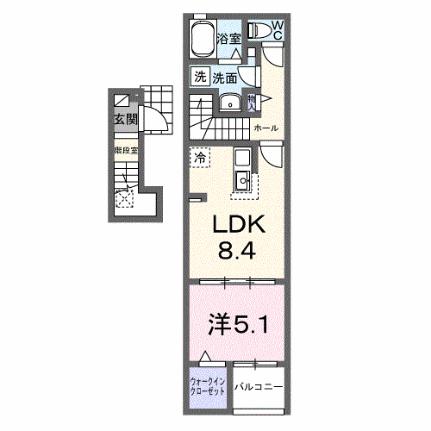 ベルファニー　ショウワ　Ｂ 203｜山口県岩国市昭和町２丁目(賃貸アパート1LDK・2階・38.81㎡)の写真 その2