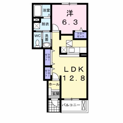 リジェール　プラースＣ 102 ｜ 山口県山口市大内千坊３丁目（賃貸アパート1LDK・1階・46.49㎡） その2