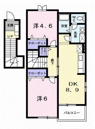 ブランドールＭ・Ｂ 201 ｜ 山口県山口市阿知須（賃貸アパート2DK・2階・51.67㎡） その2