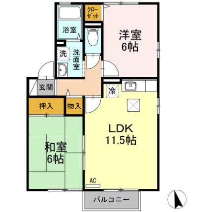 ルマ　フジワラ　サトゥ 101｜山口県山口市青葉台(賃貸アパート2LDK・1階・53.76㎡)の写真 その2