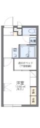 レオパレスセジュール 2階1Kの間取り