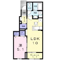 ウイング　Ｃ 1階1LDKの間取り