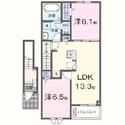 ハレレアIIＢ 2階2LDKの間取り