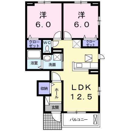 エトワール沖洲Ａ 103｜徳島県徳島市北沖洲４丁目(賃貸アパート2LDK・1階・55.23㎡)の写真 その2