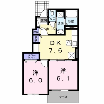 グレーシア　Ｂ 102｜徳島県美馬市穴吹町三島字舞中島(賃貸アパート2DK・1階・45.89㎡)の写真 その2