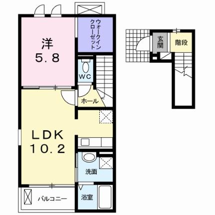 オリーブＡ 203｜徳島県小松島市中田町字土持(賃貸アパート1LDK・2階・43.80㎡)の写真 その2