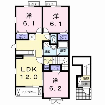 ル・グラン　II 201｜徳島県徳島市中島田町４丁目(賃貸アパート3LDK・2階・67.91㎡)の写真 その2