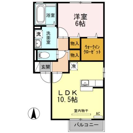 コーポＫ　Ｅ棟 E202｜徳島県徳島市名東町１丁目(賃貸アパート1LDK・2階・44.70㎡)の写真 その2