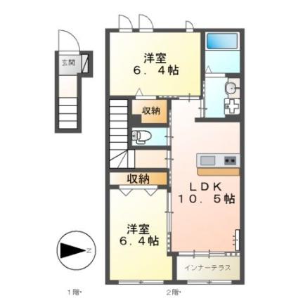 ルナキャット 206｜徳島県徳島市北沖洲４丁目(賃貸アパート2LDK・2階・59.41㎡)の写真 その2