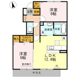 JR徳島線 鴨島駅 徒歩7分の賃貸アパート 1階2LDKの間取り