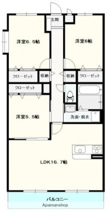 サウスコート 303号室｜香川県高松市林町(賃貸マンション3LDK・3階・80.46㎡)の写真 その2