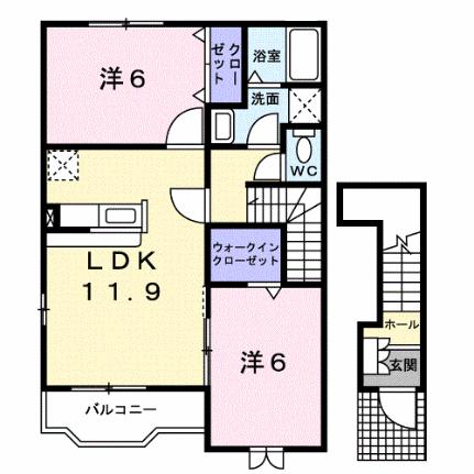 フレイムポニー　Ａ 201｜香川県高松市国分寺町新居(賃貸アパート2LDK・2階・58.80㎡)の写真 その2