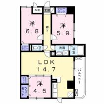 ディアコート　木太 101 ｜ 香川県高松市木太町（賃貸マンション3LDK・1階・68.72㎡） その2